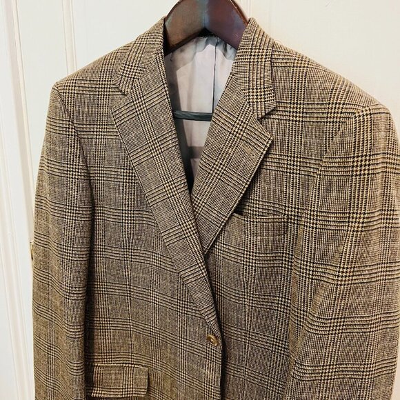 Hart Schaffner Wool Plaid Blazer Men's Sport Coat Suit Jacket 42 R - Picture 4 of 16